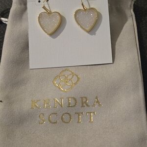 Kendra Scott Gold and Cream Heart Earrings